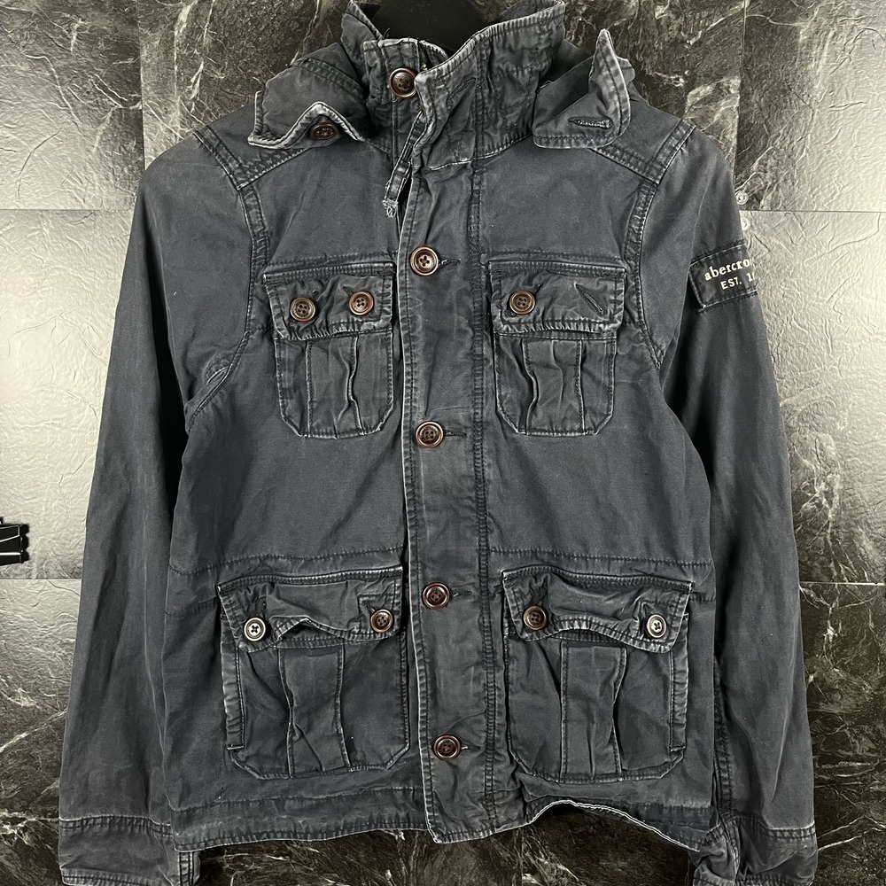 Abercrombie&Fitch Girl's Grey Vtg Utility Military Jacket XL (Women's Small)
